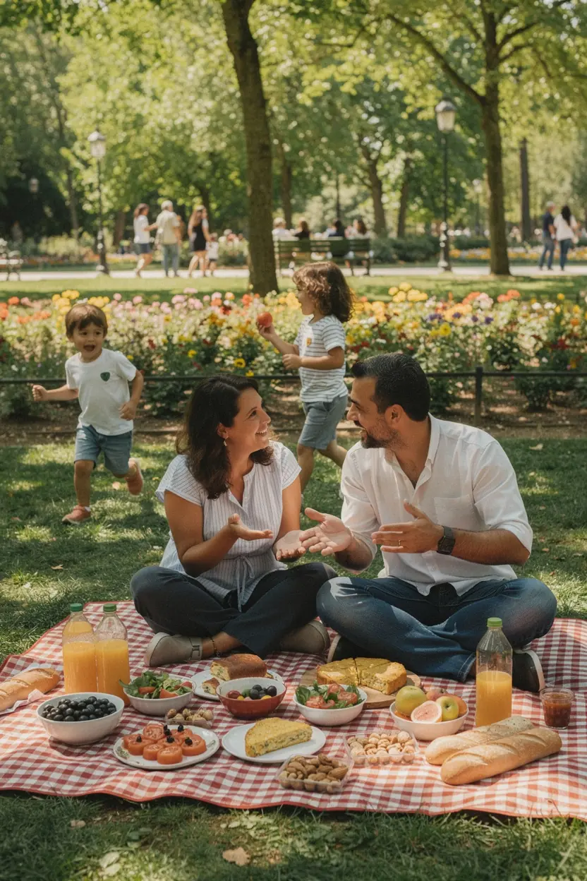 Discusión comunitaria sobre alimentación saludable en España.